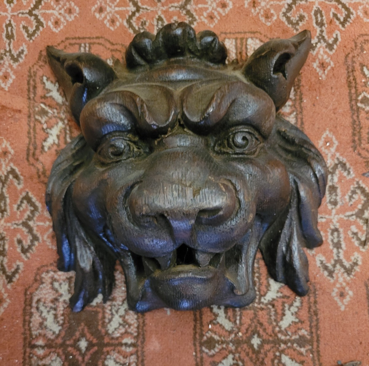 Wooden Faun Or Lion Head, 19th Century 