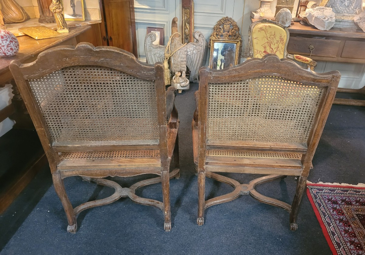 Paire de fauteuils à la reine époque Louis xv-photo-2