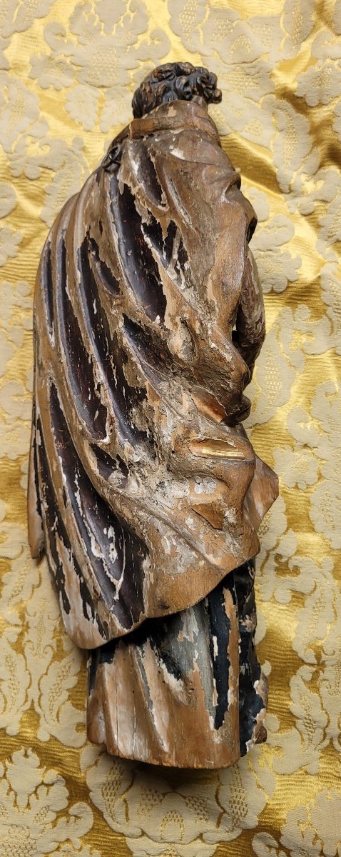 Religieux saint 17 eme en bois polychrome -photo-2