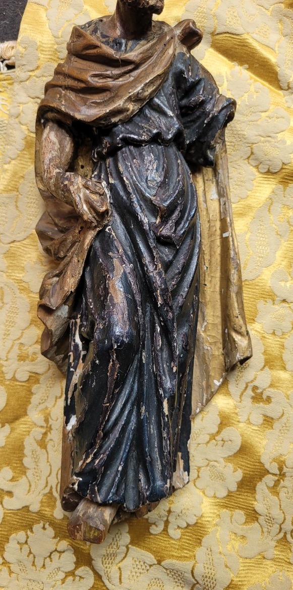 Religieux saint 17 eme en bois polychrome -photo-4