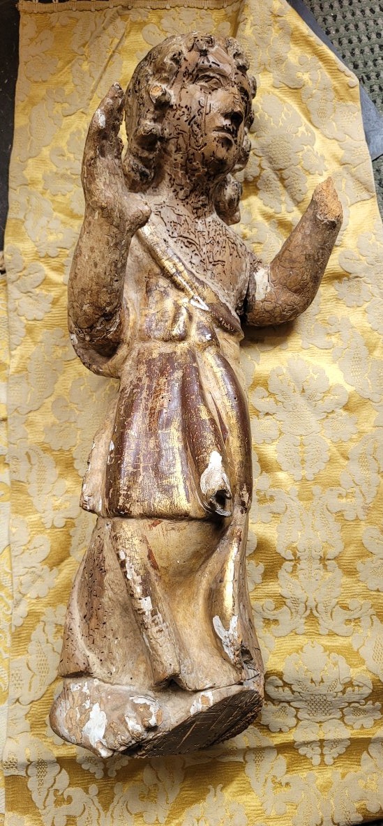 Religieux saint 18 eme en bois doré  60 cm-photo-2