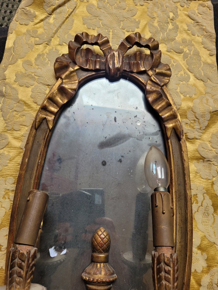 Miroir d appliqué en bois doré 20 eme-photo-3