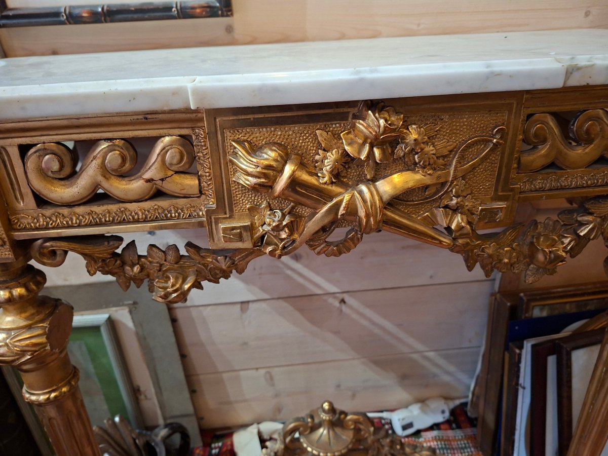 Console en bois dore de style Louis XVI-photo-4