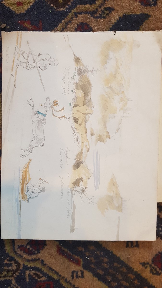 Henri Louis Scott Watercolor Drawing On Lapland