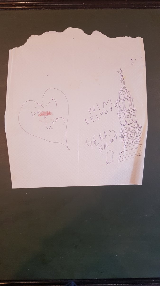 Win Delvoye Belgian Artist Drawing On Tablecloth From Restaurant
