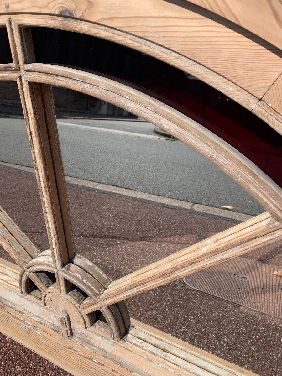 Transom Window Old Solid Wood Mirror-photo-1