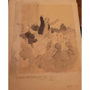 Ibels Henri Gabriel Watercolor And Pencil The Speech