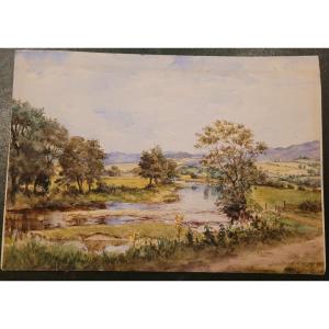 Sutton Palmer Aquarelle Paysage Peintre Anglais