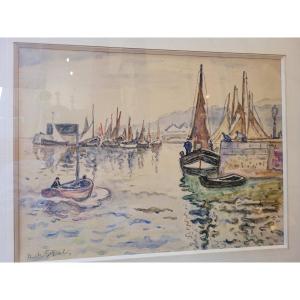 H Of Saint Delis View Of The Port Of Honfleur Watercolor