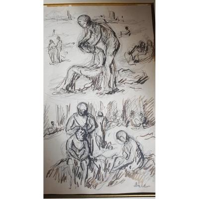 Maximilien Luce Encre Et Dessin Personnages 