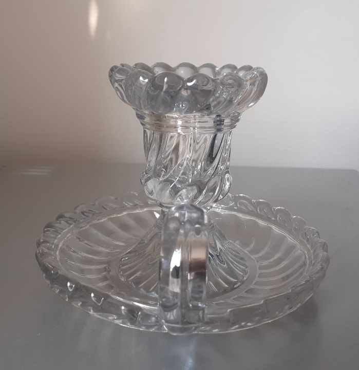 Bougeoir à Main En Cristal De Baccarat Modèle Bambous Tors -photo-1