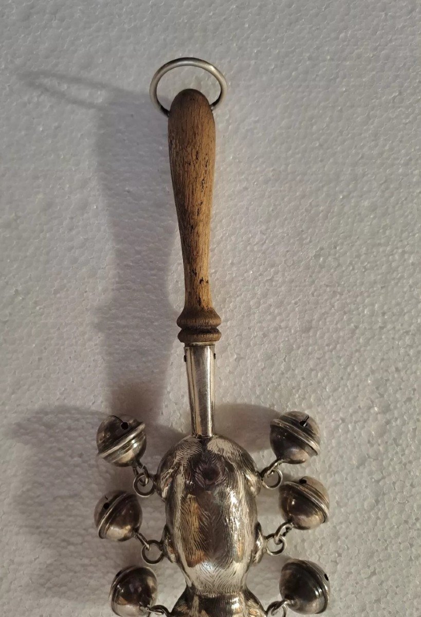 Foreign Sterling Silver Teddy Bear Rattle And Bells -photo-4