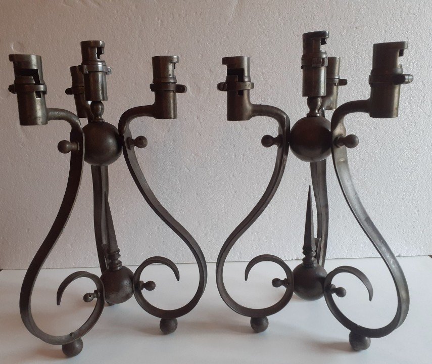 Paire d'Anciens Flambeaux Baïonnettes XIX ème -photo-2