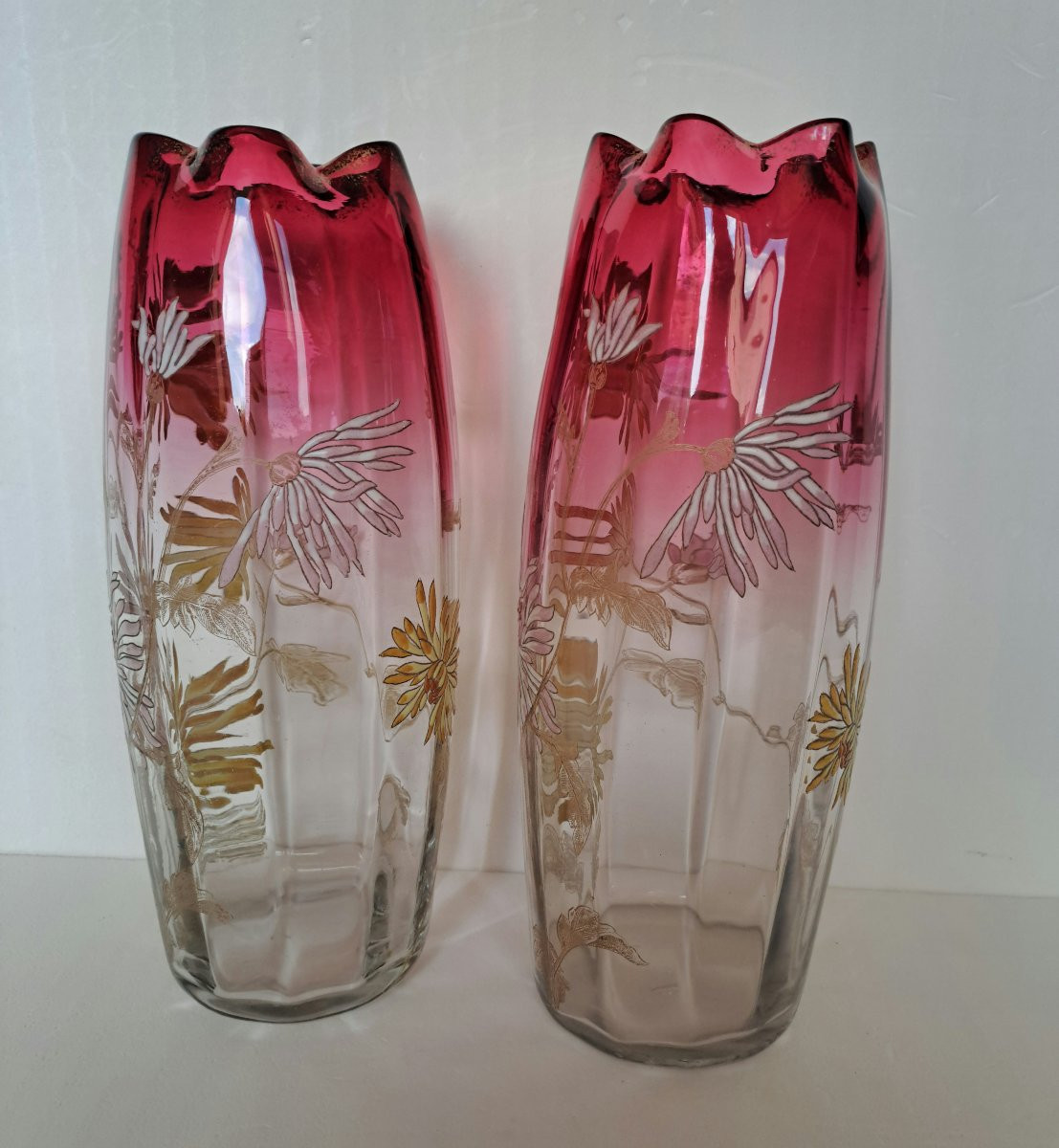 Pair Of Enamelled Vases By Théodore Legras -photo-2
