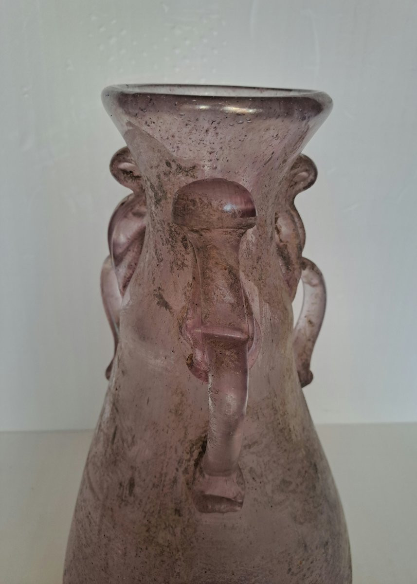 Grand Vase En Verre Scavo Murano -photo-2