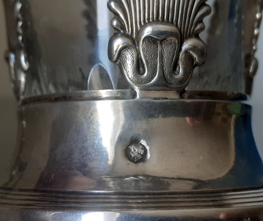 Pair Of Solid Silver And Crystal Salt Cellars -photo-1