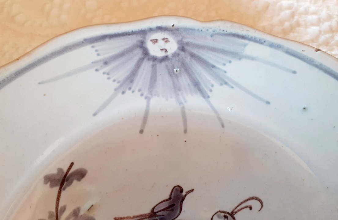 Assiette au Chinois en faïence de Nevers fin XVIII ème -photo-3