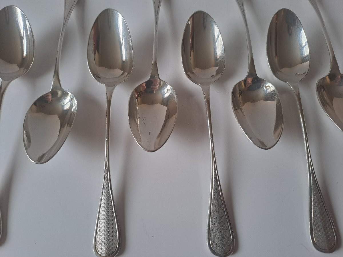 Suite de 12 petites cuillères en argent massif -photo-4