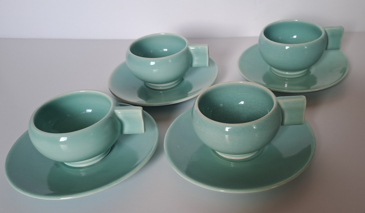 4 tasses et  sous-tasses Robj Paris Villeroy Et Boch 