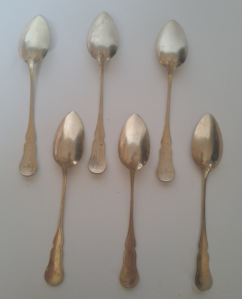 6 Small Solid Silver Spoons -photo-2