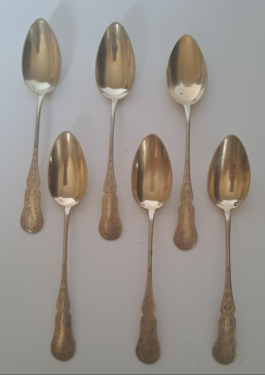 6 Small Solid Silver Spoons 