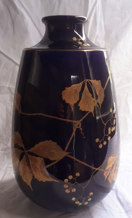 Important vase décor à la vigne vierge -photo-2