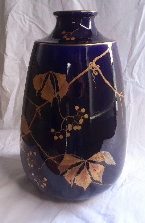 Important vase décor à la vigne vierge -photo-3