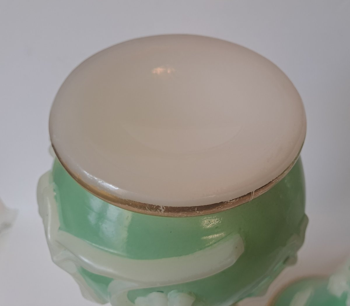 Pair Of Baccarat Molded Opaline Vases -photo-5