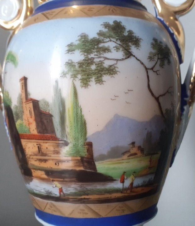 Paire de vases d'ornement en porcelaine de Paris  XIX ème -photo-2