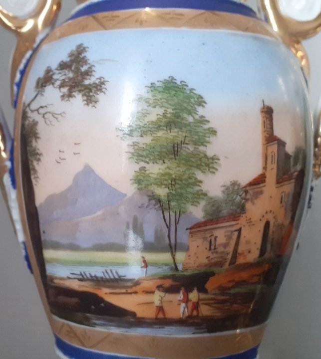 Paire de vases d'ornement en porcelaine de Paris  XIX ème -photo-3