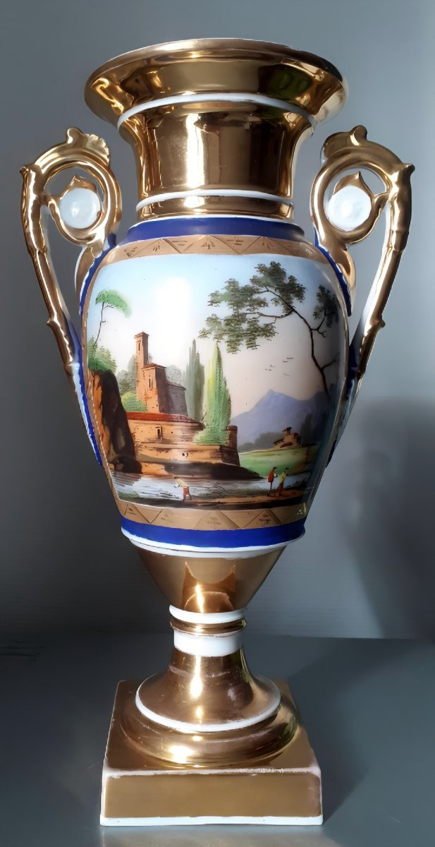 Paire de vases d'ornement en porcelaine de Paris  XIX ème -photo-4