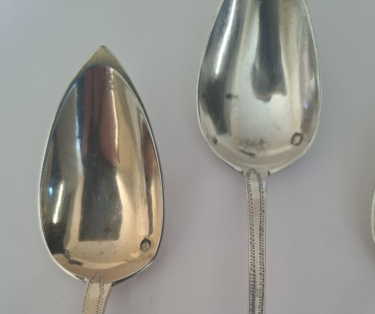 6 petites cuillères chiffrées en argent massif -photo-4