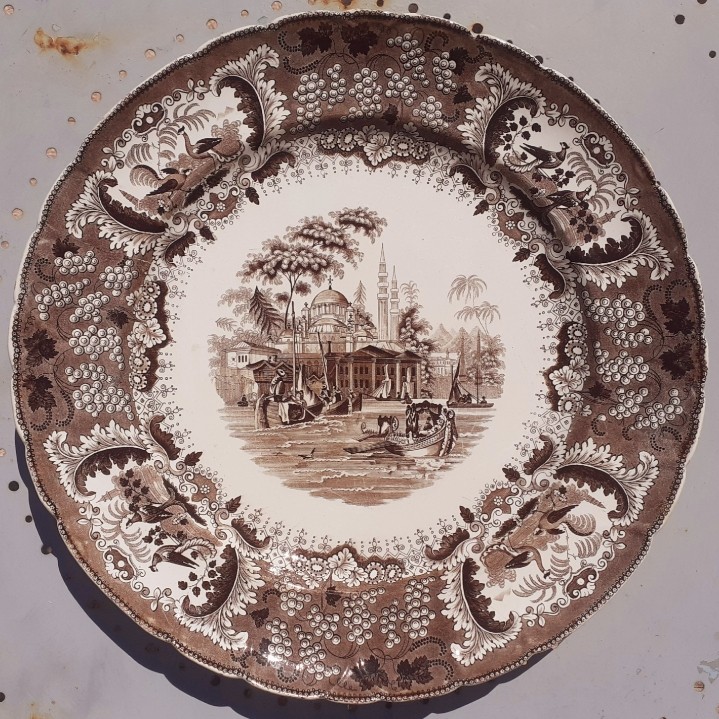 Bordeaux Large Round Dish, Turkish Decor