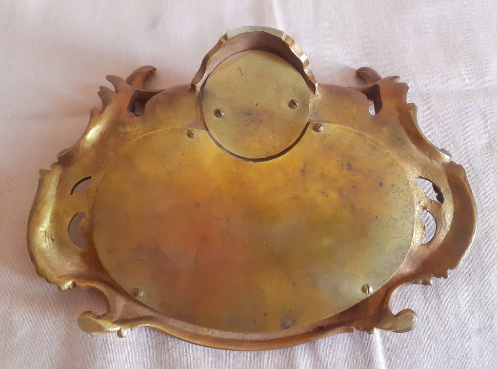 Rocaille-style Inkwell In Bronze And Enamel Painted On Copper-photo-5