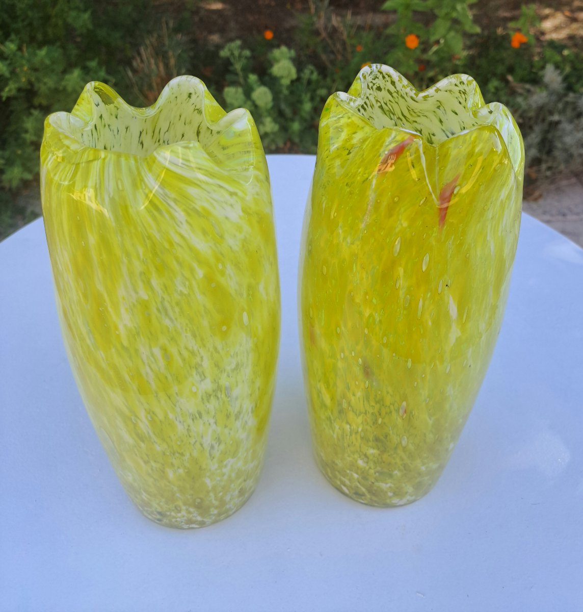 Paire de vases en verre soufflé Clichy Legras -photo-4