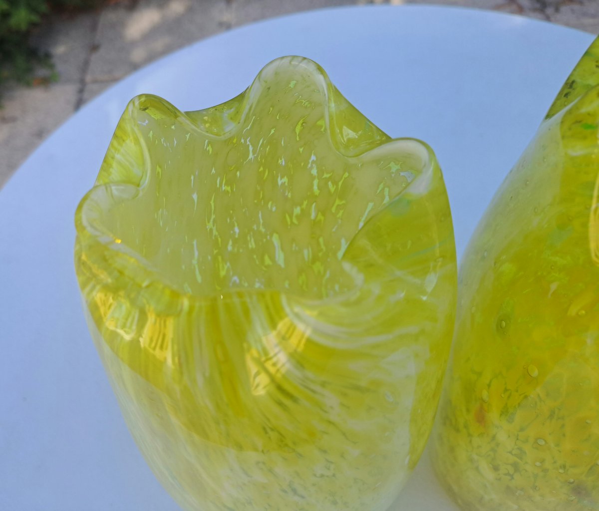 Paire de vases en verre soufflé Clichy Legras -photo-1