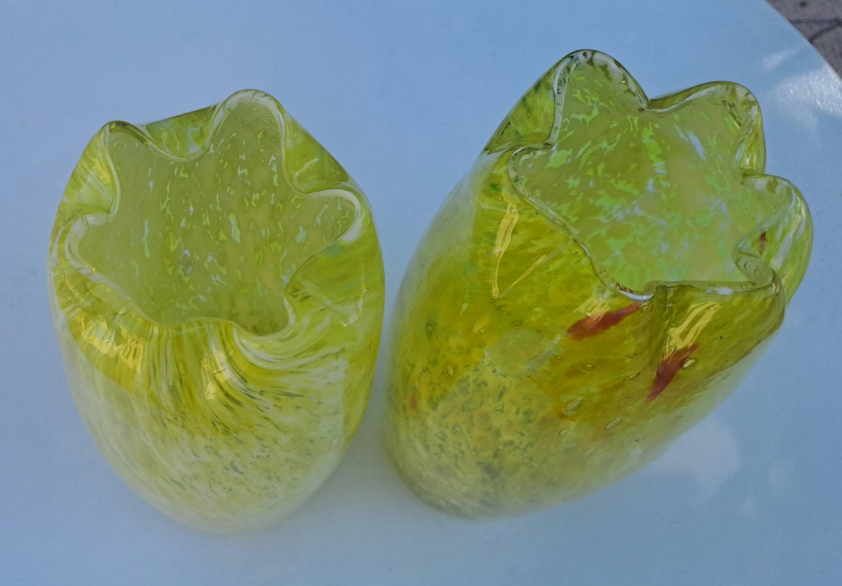Paire de vases en verre soufflé Clichy Legras -photo-3