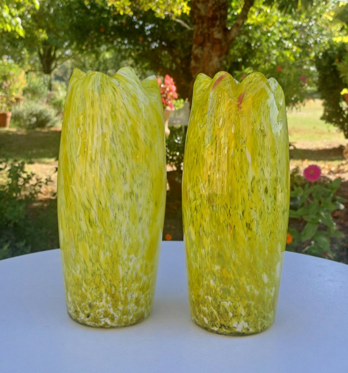 Paire de vases en verre soufflé Clichy Legras -photo-4
