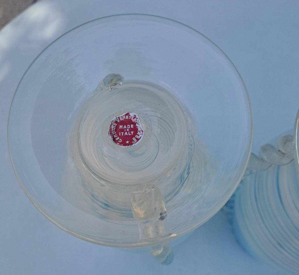 Paire de vases filigranés en verre soufflé Murano -photo-6