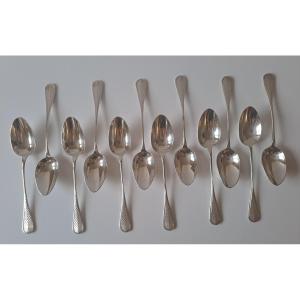 Set Of 12 Small Solid Silver Spoons 