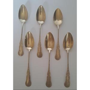 6 petites cuillères argent massif 