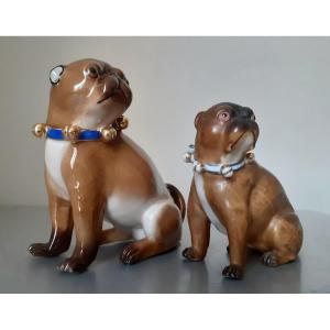 Two German Porcelain Pug Figurines