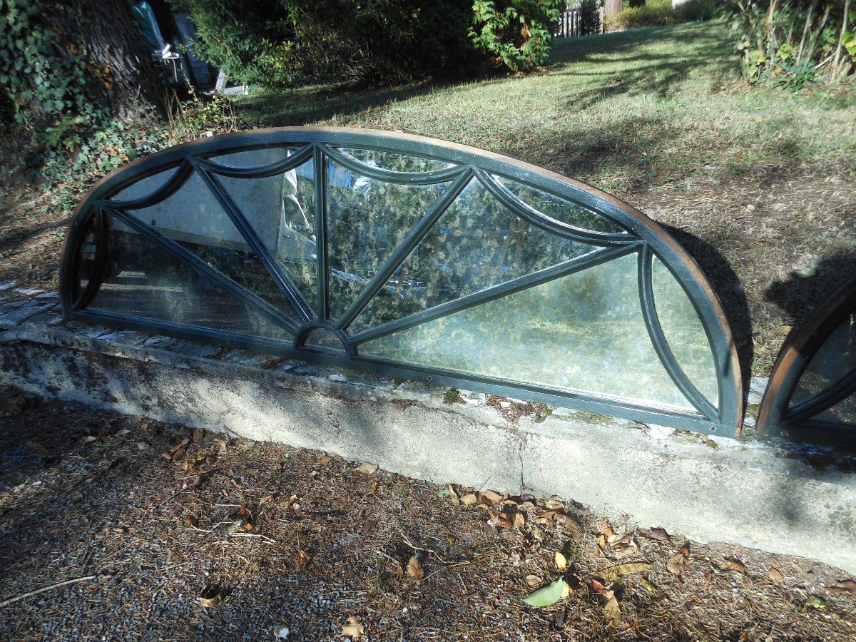 Pair Of Transom, Headboard With Copper Mirrors-photo-4