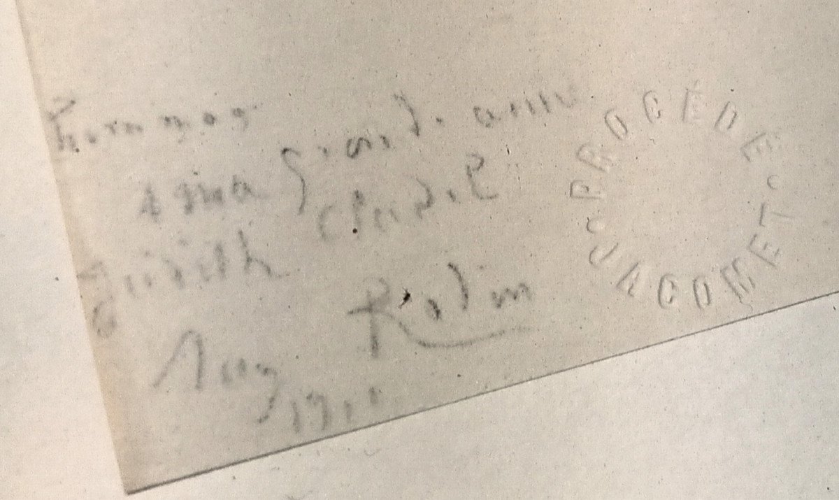 Litho d Auguste Rodin   dedicacée       hommage a ma grande amie, judith cladel,1911-photo-2
