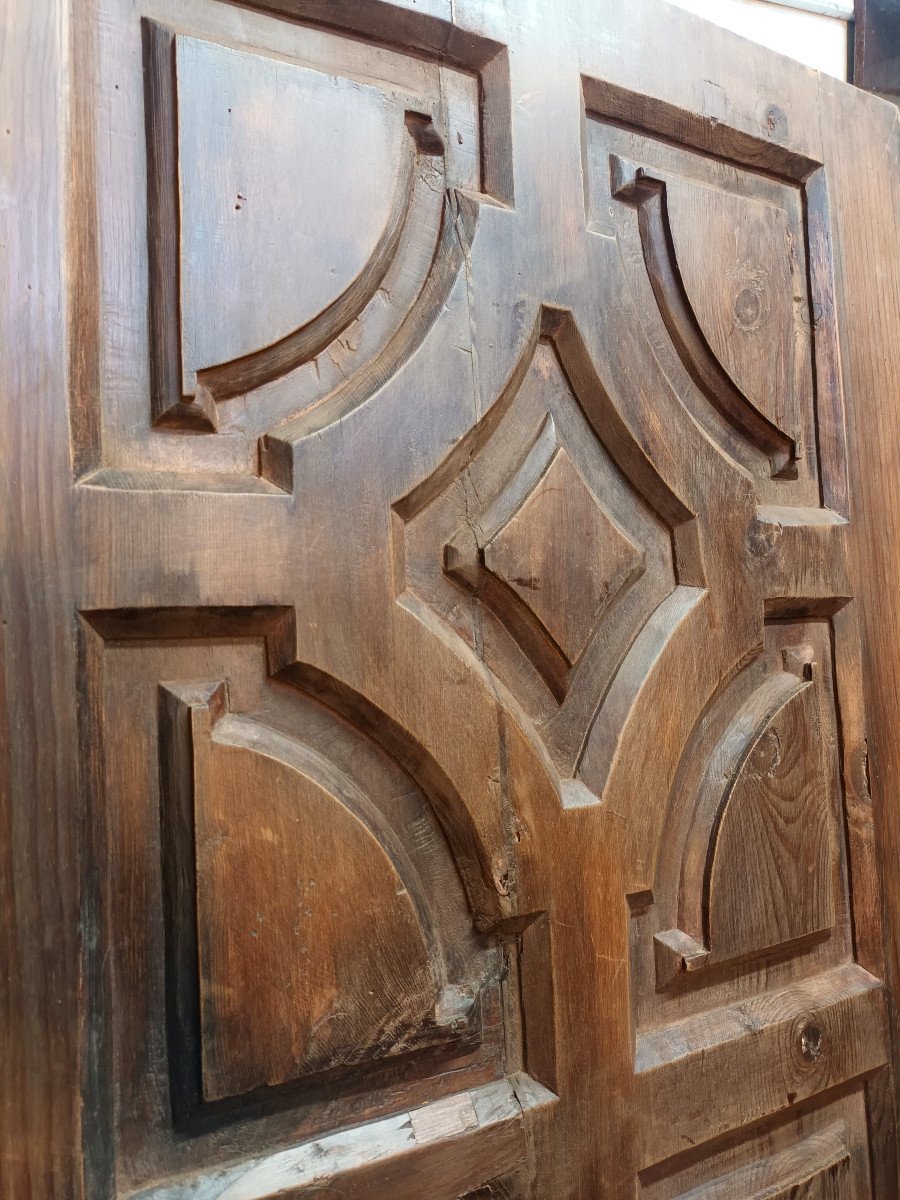 Rare  Porte Sculptée en Mélèze XVIIIe  têtes de lit-photo-2