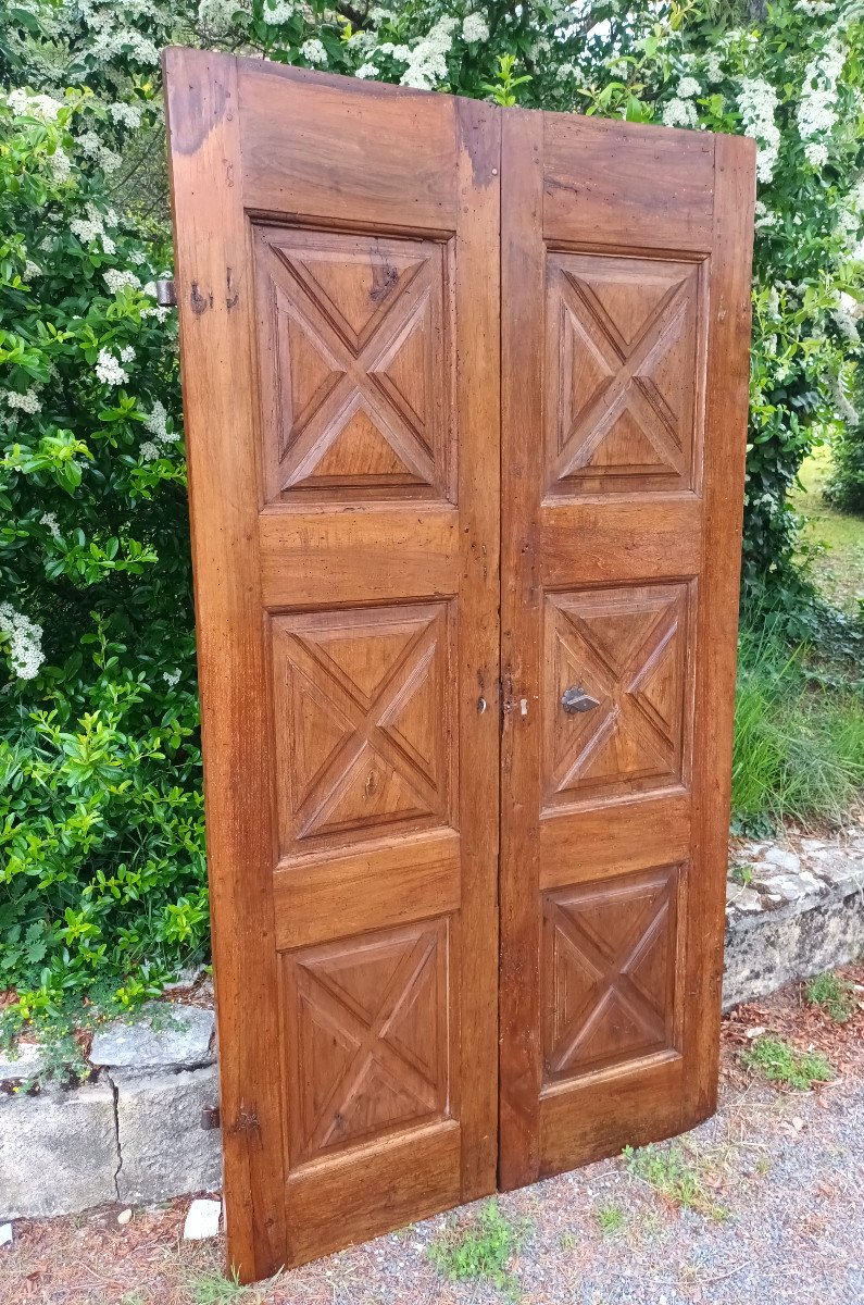 Rare Pair Of Double-sided Doors XVII In Walnut, 17th Doors-photo-2