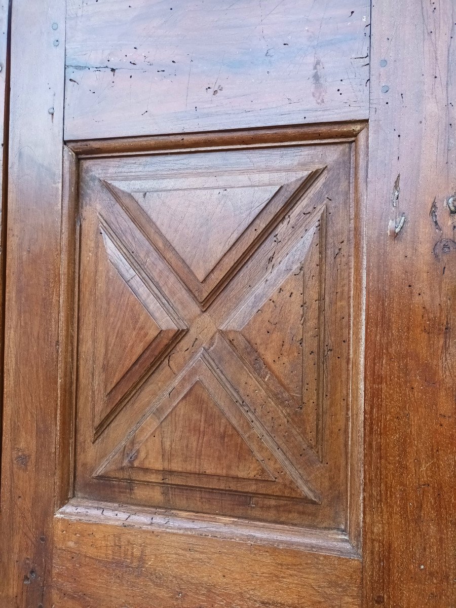 Rare Pair Of Double-sided Doors XVII In Walnut, 17th Doors-photo-4