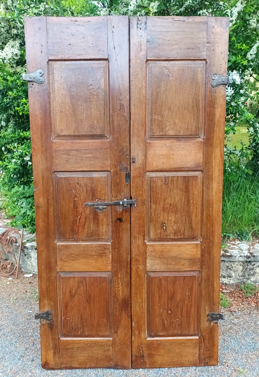 Rare Pair Of Double-sided Doors XVII In Walnut, 17th Doors-photo-3