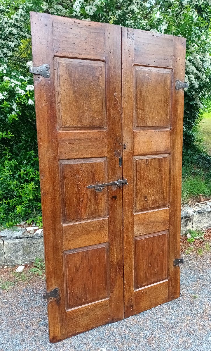 Rare Pair Of Double-sided Doors XVII In Walnut, 17th Doors-photo-6