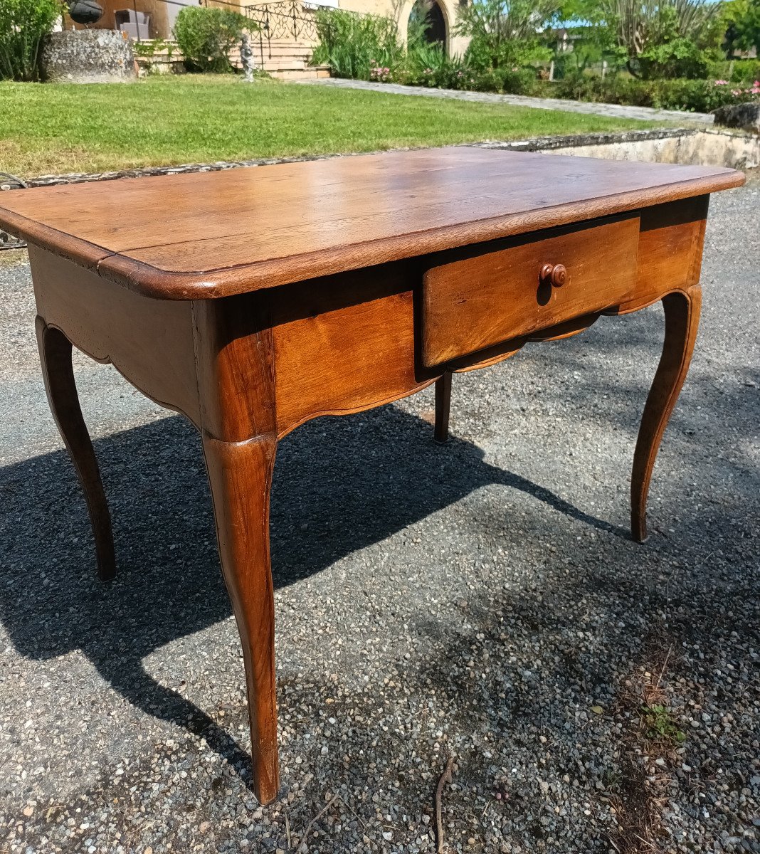 18th Century Louis XV Side Table In Walnut, 18th Middle Table-photo-6